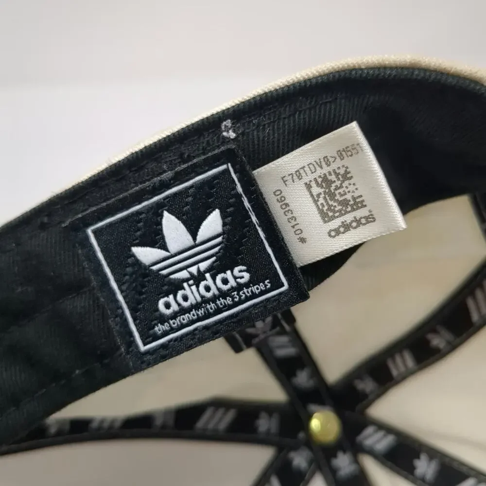 Adidas Snapback Hat Beige Black One Size Trefoil Logo Patch Green Underbrim